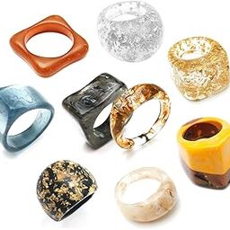 Resin Chunky Rings Acrylic Resin Rings Wide Thick Dome Knuckle Finger Stackable Joint Ring Retro Acrylic Transparent Vintage Plastic Resin Ring Sets, metal, cubic-zirconia,-image-64
