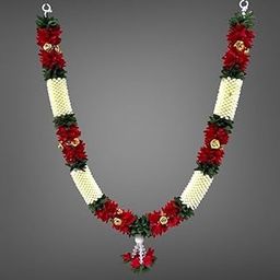 SHRI MATAJI Store Artificial Mala for God Photo Frame Home Decoration Multipurpose (Red and White)-1