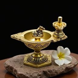 Puyangam Pradhosa Linga Vilakku | Brass Oil Lamp with Nandi & Shiva Lingam | Traditional Pooja Deepam for Pradosham, Temple Decor & Gift | Handcrafted Antique Finish-image-5