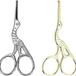 2Pcs Scissors for Moustache Trimming Men, Precision Craft Scissors for Embroidery and Sewing, Stainless Steel Small Scissors with Comfort Grip, Silver and Gold Tailor Scissors for Home and Craft Work-image-25