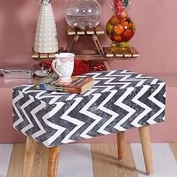 Smartkart Pouffes Bench Sitting Stool for Living Room Patio Kitchen Satti Bench Puffy Wooden Mudda Ottoman Coffee Table Stools Poof Footstool Pouf Makeup Table, Square, 64x33x45 Cm, Zigzag-25
