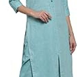 Teal Collar Cotton Kurti with Culotte-image-92