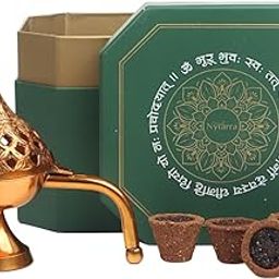 Nytarra Sacred Brass Gift Box | Brass Dhuni and Sambrani Dhoop Cups | Traditional Indian Aromatic Ritual Set for Purification & Positivity | Luxe Ritual Set-image-3