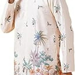 (Since 1958 Men's Cotton Daman Print Long Kurta with Krochet Embroidery-image-1