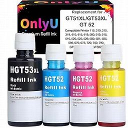 OnlyU GT 53XL Refill Ink Set for Smart Tank Series 115, 310, 410, 500, 515, 580, 670, 720, 790 and GT5810 Printers (GT53xl/GT52 Set)-image-32