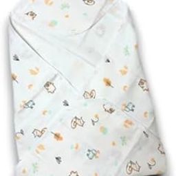 Bearbaby Muslin Hooded Towel for Newborn Baby – 2 Layers – Size 70cm x 70cm – Combo Pack of 2 - Assorted Prints (White 3)-image-94
