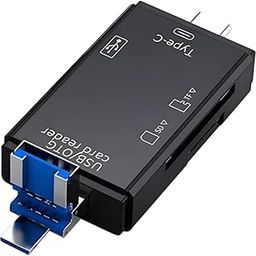 JTP SD/Micro SD Memory Card Reader, BorlterClamp 6 in 1 USB C SD/TF Card Reader MicroUSB OTG Card Reader Compatible with PC, Laptop, MacBook, Smartphone (Black)(JTP-144)-0