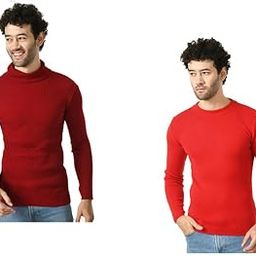 Men Solid Wool Warm Sweater and High Neck Skivvy for Winter (Pack of 2) Red2::Maroon-image-37
