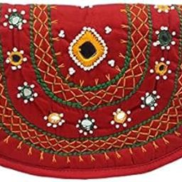Women's Red Cotton R.C Mirror Work Purse-image-63