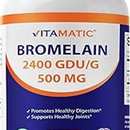 Vitamatic Bromelain Supplement 500mg, 2400 GDU/g, Proteolytic Enzymes, Supports Digestion of Proteins, 180 Count-image-72