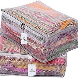 Kuber Industries Polyvinyl Chloride Clothes Organizer For Wardrobe (Pack Of 2)-Transparent Storage Organizer For Saree|Shirts|Salwar Suit-Saree Covers With Zip (Transparent),17 Cm,30Cm,Black-image-40