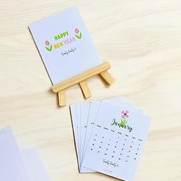 Purestory Calendar 2025 | Desk Calendar | Calendar For Study Table | 2025 Study Desk Calendar | Calendar 2025 Aesthetic | Desk Calendar 2025 India | Desk Calendar 2025 With Quotes | Floral Design With Wooden Easel Stand-2