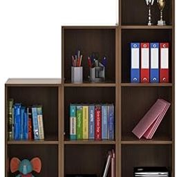 SPACEWOOD Book Shelf for Home | 3 Year Warranty | Home Library, for Wall, Stand, Case 123 Engineered Wood, 9 Shelves - Walnut Bronze-27