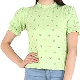 Women's Printed Green Rayon Casual Wear Top-image-8