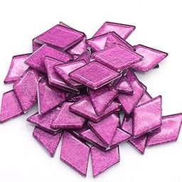 Sweven Art Mosaic Tiles, 25x40mm Size, 4mm Thick, Diamond Shape,Glitter Magenta Pink Color (Pack of 200Gms)-image-82