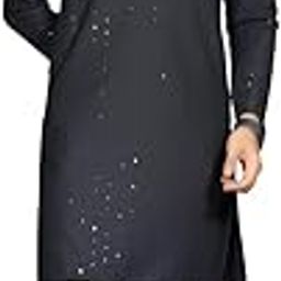 Men's Traditional Cotton Kurta, Mandarin Collar, Green with Print Design, Long Sleeve-image-2