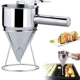 Stainless Steel Pancake Batter Dispenser | Jalebi, Takoyaki and ghevar Making Machine With Holding Stand | Heavy Duty Baking Tool I Maker for Cupcakes, Crepes, Muffin, Waffles, Chocolate balls-image-49