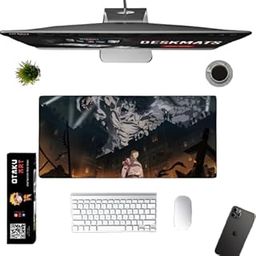 Extra Large Gaming Mouse Pad with Anime Design, Extended Desk Mat with Keyboard and Mouse Space, Black PT-N90Z-PBOA033-11