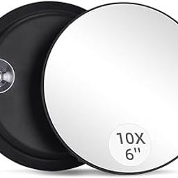 DOZERA 10X Magnifying Mirror with 2 Suction Cups 6'' Stick on Makeup Mirror with 10X Magnification, Portable Handheld Cosmetic Mirror for Travel, Makeup, Bathroom-54