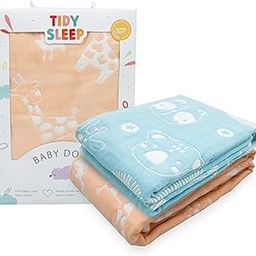 TIDY SLEEP Baby Blankets 6 Layer Wraper 100% Cotton Stroller Cover Receiving Blankets, (Pack of 2) (Peach & Blue)-image-3