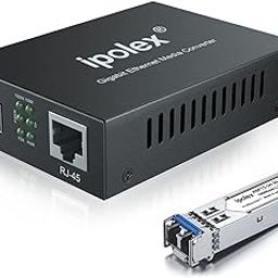 Gigabit Ethernet Fiber Media Converter (SFP LX Transceiver included), 1.25Gb/s single-mode LC fiber, 10/100/1000Base-Tx to 1000Base-LX, Up to 20KM, ipolex-15