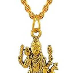 Traditional Gold-Plated Lord Murugan Kartikeya Pendant with Chain Hindu Religious Jewelry-image-77