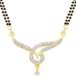 Women's Gold Plated Brass and Diamond Mangalsutra Wedding Jewellery (Golden, SJ16028MPN180)-picture-6