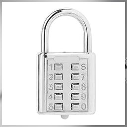 VIVITO 10 Digit Push-Button Combination Number Code Luggage Lock - Silver | Padlock Lock for Door/Bag/Locker/Helmet/Gym | Combination Lock for Home/Office/Store | Secure Travel Code Lock-0