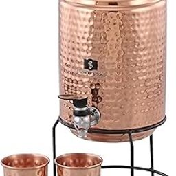 SHANKAR & SONS 5 Litre Copper Water Dispenser with Stand and 2 Glasses | BPA Free, Non-Toxic | Hammered Texture, Rustproof & Durable | with Added Health Benefits of Copper-picture-28