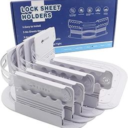 Bed Sheet Holder, Fitted Sheet Clips with Lock Strap-Keep Sheets Firm & Tight, Large Size Bed Clips, Fits Mattress (6cm-15cm Thick), Sheet Fasteners for Bedding-12