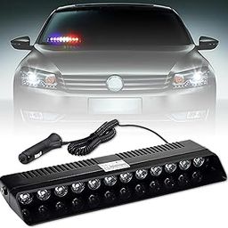 MIKANIX Universal Waterproof 12 LED Red | Blue & White Police PCR Light With 11 Modes of Flashing | Strobe Flasher | Emergency Warning Lamp for All Cars-2