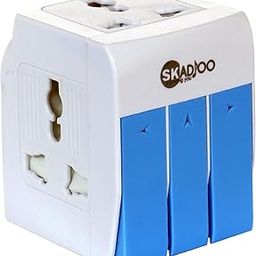 SKADIOO Universal Charger Adapter 250V | 2 Years Warranty, 3-in-1 | Universal Travel Adapter All in One, Multi Plug Adapter, Individual Switch and Fuse Protected (White, Blue)-picture-44