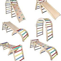 VIXERA Pikler Triangle Climbing Set for Kids (1–6 Years) – Montessori Indoor Playground with Arch, Ramp & Foldable Triangle | Transformable Slide & Climber Toy for Toddlers and Babies-image-18