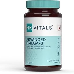 HealthKart HK Vitals Advanced Omega 3 (90 Capsules) | 1000mg Omega 3 with 360mg EPA & 240mg DHA, Double Strength Fish Oil | For Brain, Heart and Joint Health-1