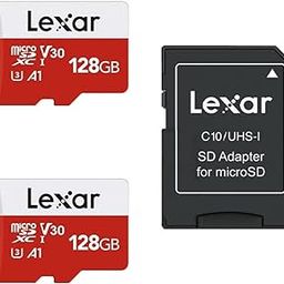 Lexar E-Series 128GB Micro SD Card[2 Pack], MicroSDXC Flash Memory Card with Adapter Up to 100MB/s, U3, V30, A1, C10, UHS-I, 4K UHD, Full HD, High Speed TF Card for Phone, Tablet, Drone and Camera-0