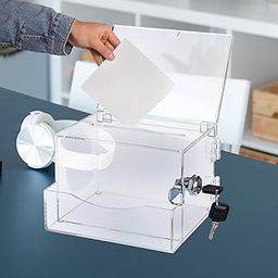 UJEAVETTE Acrylic Donation Box Vote Box Business Container Case Fundraising Ballot Box transparent-image-63