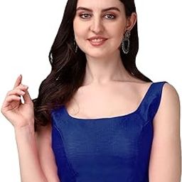 Women's Deep Neck Silk Sleeveless Readymade Blouse-image-25