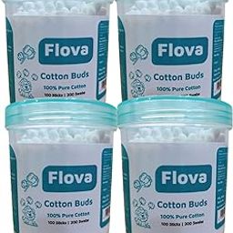 Flova Cotton Buds, 100% Pure Cotton, 200 Swabs, Pack of 3, White-image-59