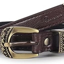 Brown Vegan Leather Women's Statement Buckle Western Belt-image-90