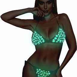 Glow in The Night Bikini Set - Sexy Lingerie Set - Gift for Anniversary, Birthday, Honeymoon, Dating, for Girlfriend, Wife, Bride-to-be, Newly weds Red-image-14