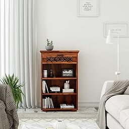 Solid Sheesham Wood Open Book Shelf for Living Room | Wooden Bookshelf for Library | Book Shelves | Rosewood Bookcase | Shelf Books Rack for Home & Office (Small, Honey)-image-60