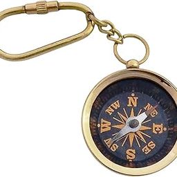 Shoptreed Brass Metal Magnetic Direction Compass Gold Keychain-picture-18