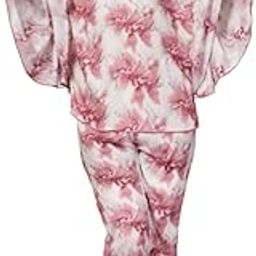 Pink Floral Printed Rayon Women Kaftan 2 Pcs Night Suit (FLWNS-1250-Pink)-image-75