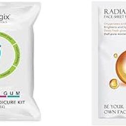 O3+ Pedilogix Bubblegum Manicure Pedicure Kit for Hand and Feet Lightening & O3+ Facialist Radiant Face Sheet Mask for Oxygenates and tightens pores to reduce uneven skin tone (30g) Combo-6