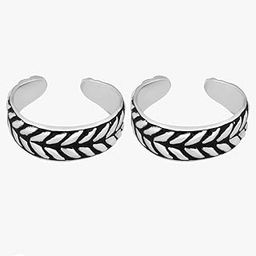 BEST SILVER 925 Sterling Silver Oxidised Adjustable Silver Leafy Toe Ring | Toe Rings for Women and Girls.-image-24
