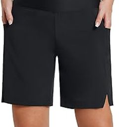 Women's 7"/8" Long Swim Board Shorts High Waisted Quick Dry Swimming Bottoms with Liner Pockets Beach Water Surf-image-15