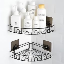 KYMIO Corner Bathroom Shelf Organizer – Rustproof Wall Mounted Shower Caddy Rack with Strong Adhesive, No Drilling, Black Metal Storage for Shampoo, Soap, Toiletries & Kitchen Use (2)-image-90