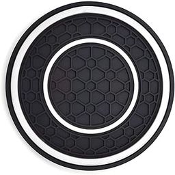 Car Drome Car Rubber Coaster | Universal Anti-Slip Door Cup Holder Mats | Set of 4 Pieces | 2 inches and 6 Centimetre Round | White Trim-image-18