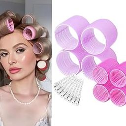 BLUSHIA Hair Curlers Rollers, 8Pcs Hair Rollers, 4Pcs Small & 4Pcs Medium Hair Curlers Self Grip Holding Rollers with 8 Pcs Stainless Steel Duckbill Clips for Long Medium Short Hairs-image-48