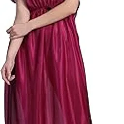 shasmi Women's Satin Full Length Night Suit/Maxi Nighty/Nightdress/Night Gown for Women and Girls-picture-25